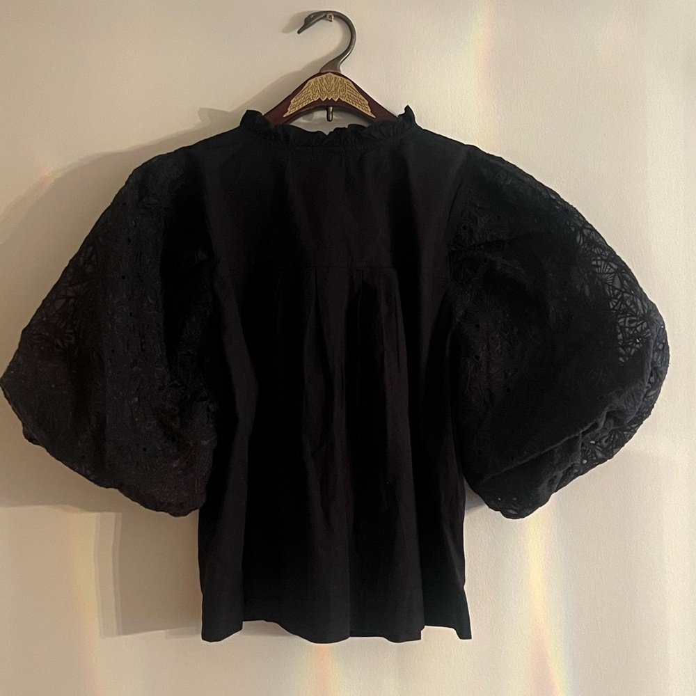 Maeve Black Puff Sleeve Blouse